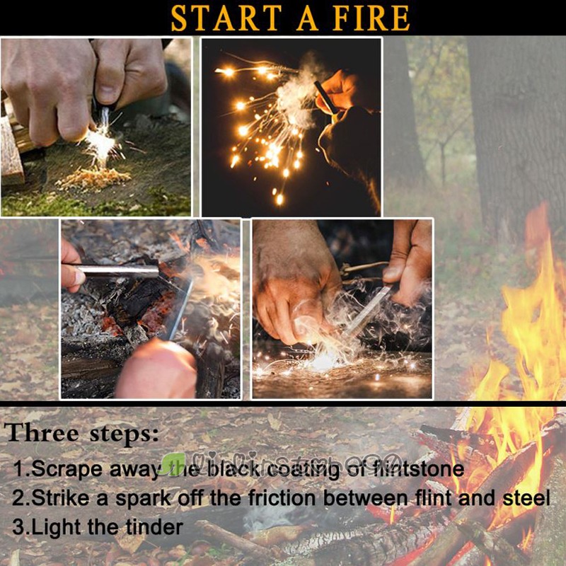 Fire Starter Flint & Steel Striker Bushcraft, Emergency Waterproof Survival Kits
