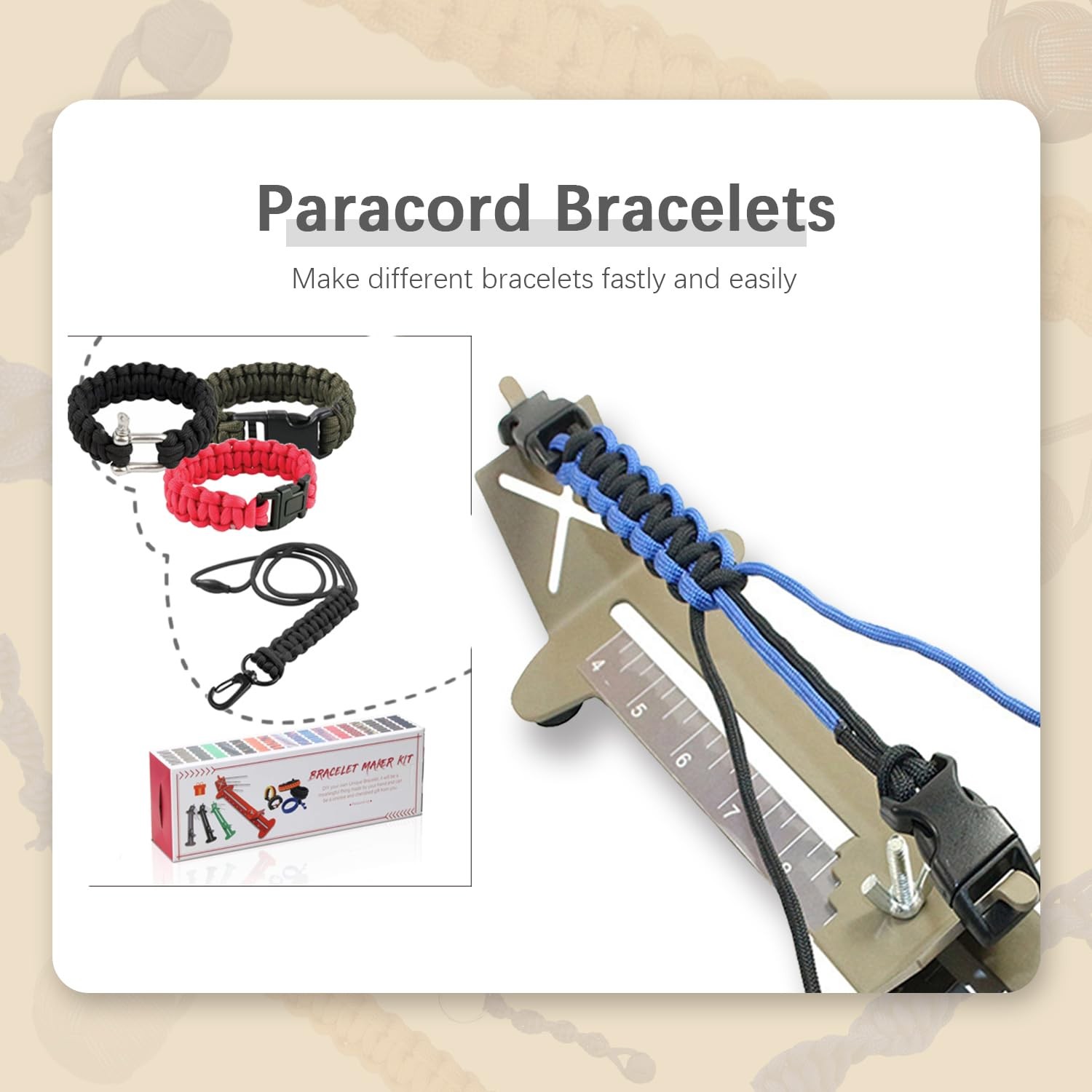 Paracord Bracelet Jig Kit with Knotters Tool Marlin Spike Paracord FID Set La…