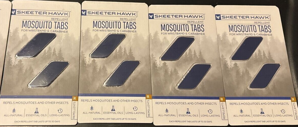 NEW 4x Skeeter Hawk Mosquito Repellent Oil Refill Tabs 2 Per Pack For Carabiner
