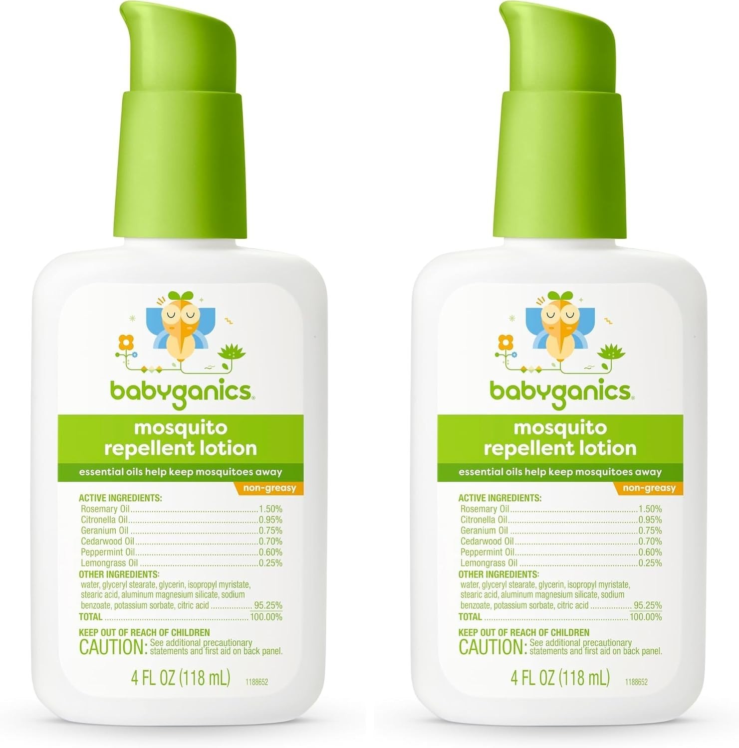 Babyganics Fragrance-Free Baby Mosquito Repellent Lotion 4 fl. oz. (Pack of 2)