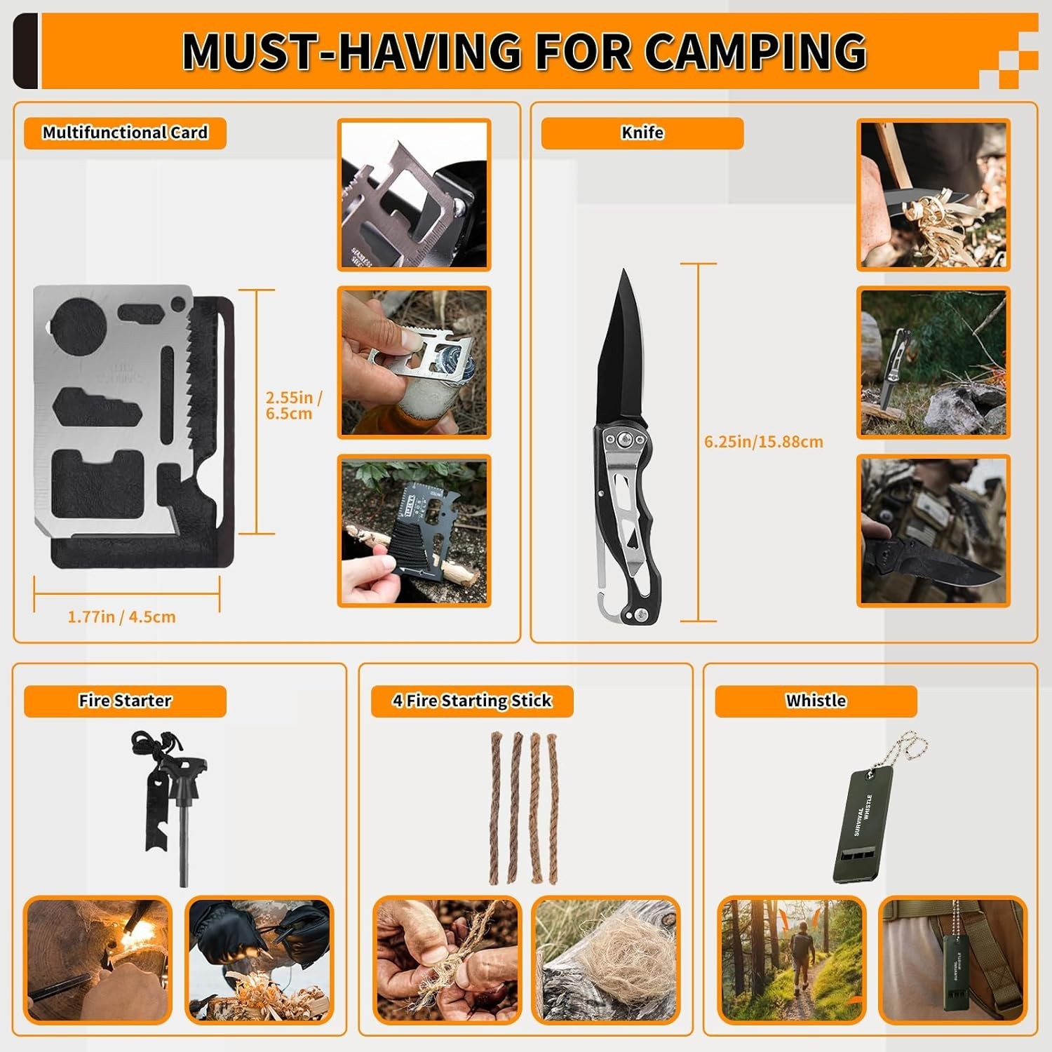 Survival Kit, Gifts for Men Women Teen Boys, 252 Pcs Survival Gear and Equipment
