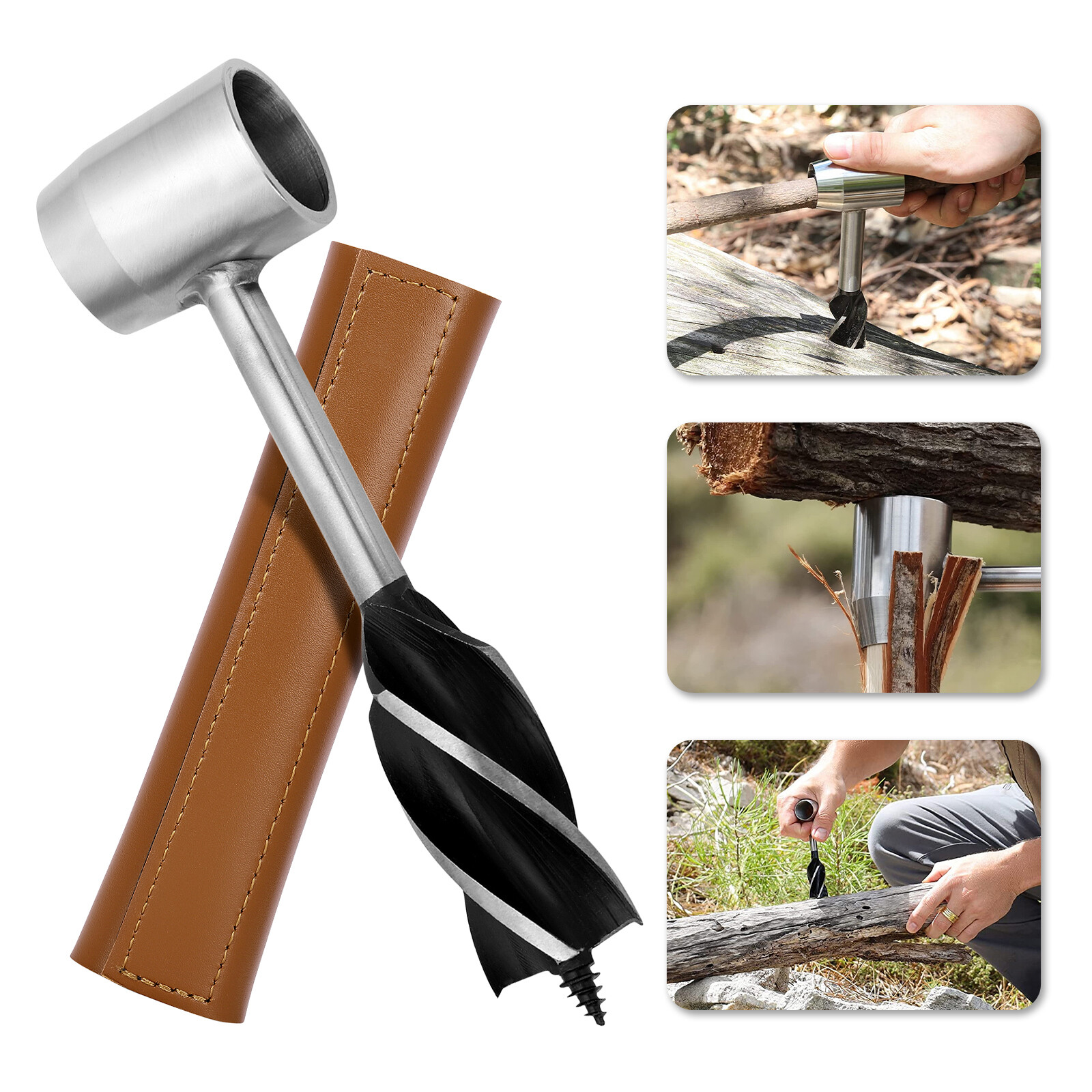 Outdoor Survival Tool Wood Drill Manual Hand Auger Wrench for Bushcraft Settlers