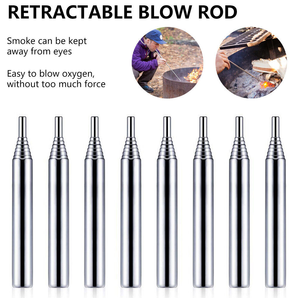 Fire Blower Stainless Steel 8 Section Telescopic Fire Blow Tube Pipe for Travel