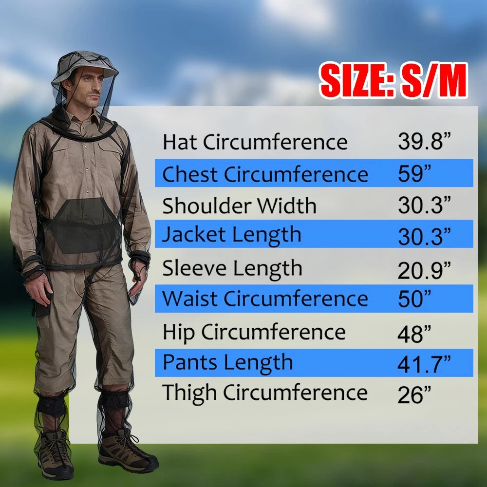 Mosquito Suit Bug-Proof Mesh Jacket Anti Insect Net Clothing for Hiking Fishing