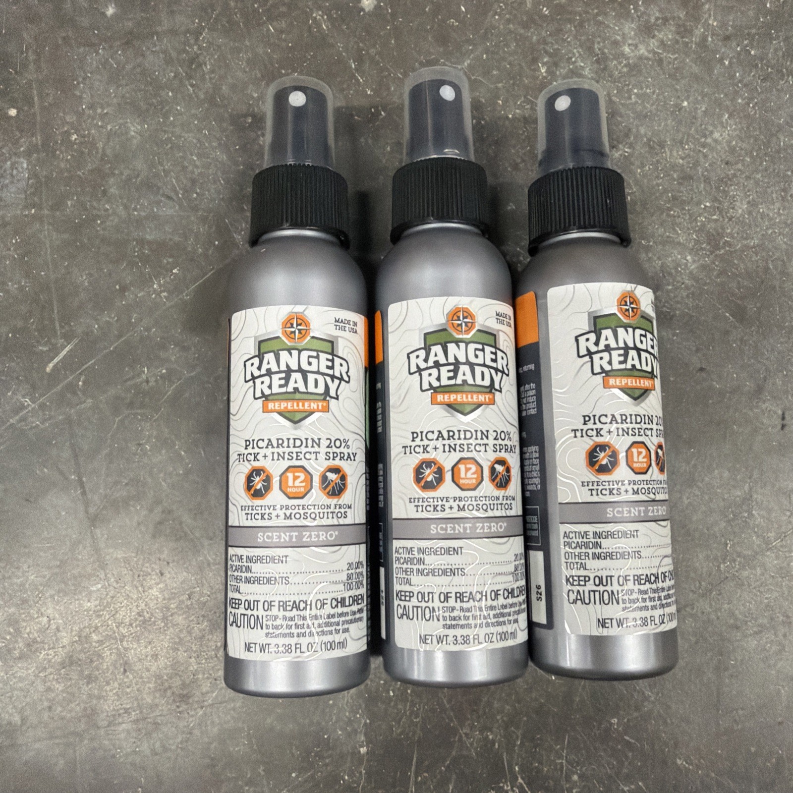 Lot Of 3 Ranger Ready Repellents 40 hours Spray Outdoor Zero Scent 3.38fl Oz