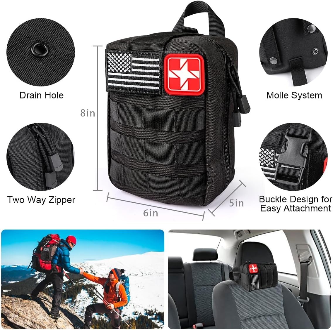 251PCS Survival Kit First Aid Emergency Gear w Molle Bag Tent Camping Set