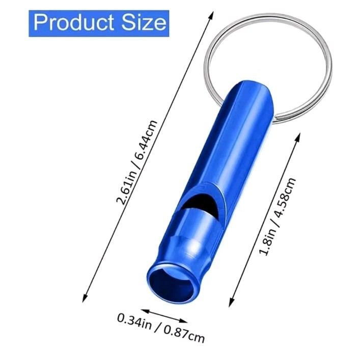2PC Mixed Colorful Aluminum Survival Metal Whistle Self Defense Keychain Outdoor