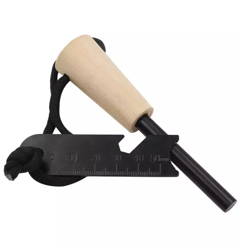 Ferrocerium Rod 5″ Fire Starter w/ Handle and Steel Scraper Flint Striker