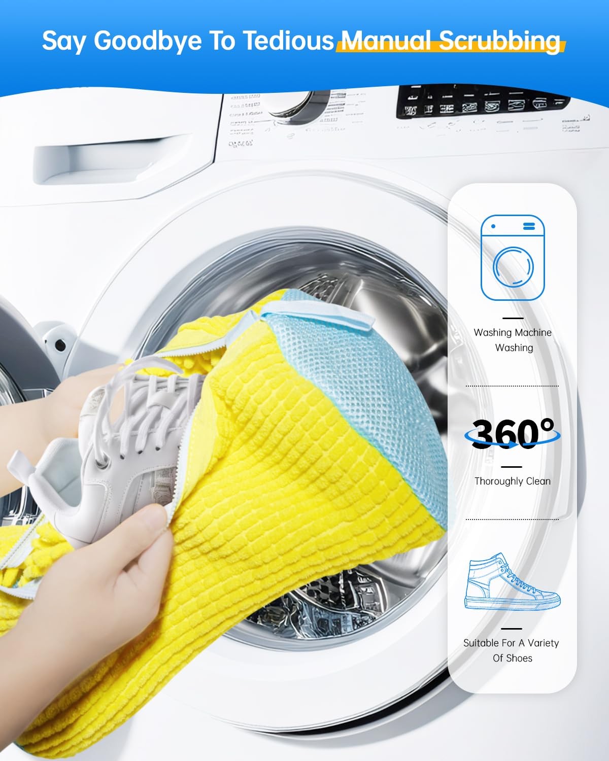 PTAHON Shoe Washing Machine Bag – Reusable Laundry X-Large, Yellow-1PCS