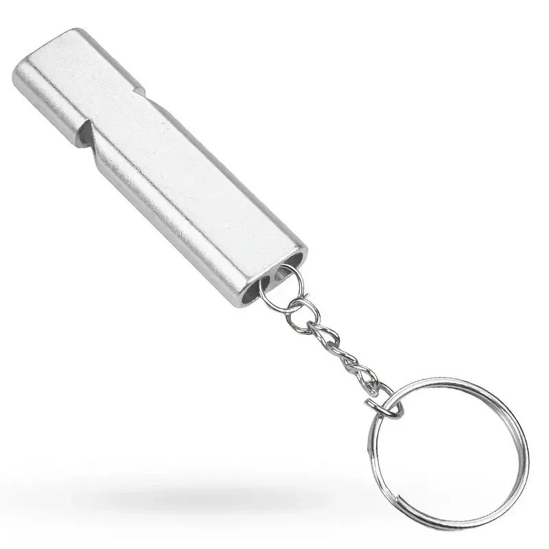 Flat Aluminum Alloy Dual Frequency Survival Whistle Double Tube Outdoor Survival