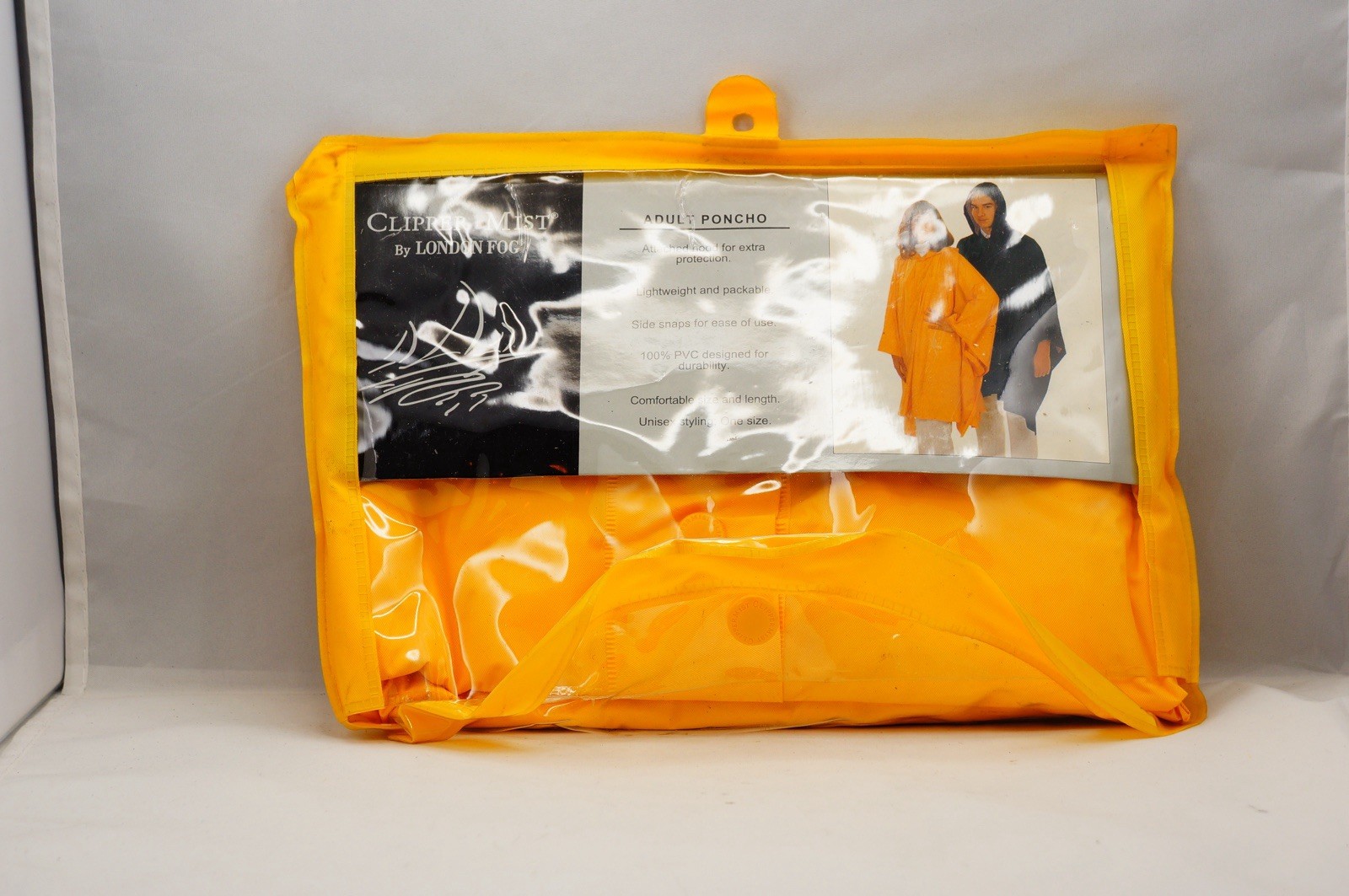 London Fog Clipper Mist Orange Lightweight Packable PVC Poncho with Side Snaps