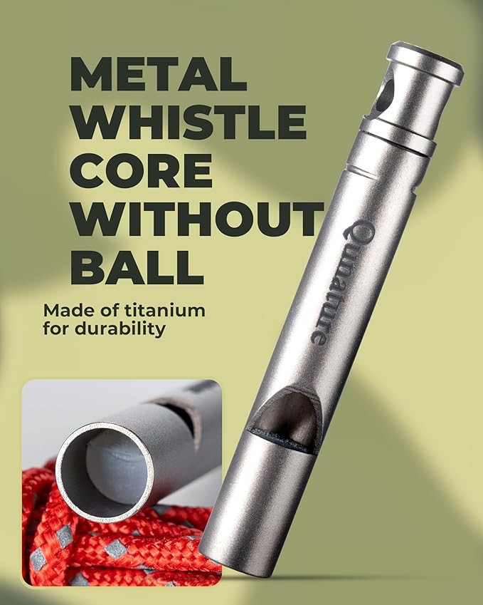 Qunature Emergency Whistle Titanium Signal Whistle Loud 120 dB Safety Survival