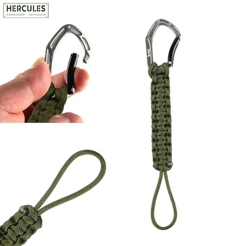 Paracord Keychain Set – 2 Pack Lanyard Rope with Aluminum Clip, Army Green