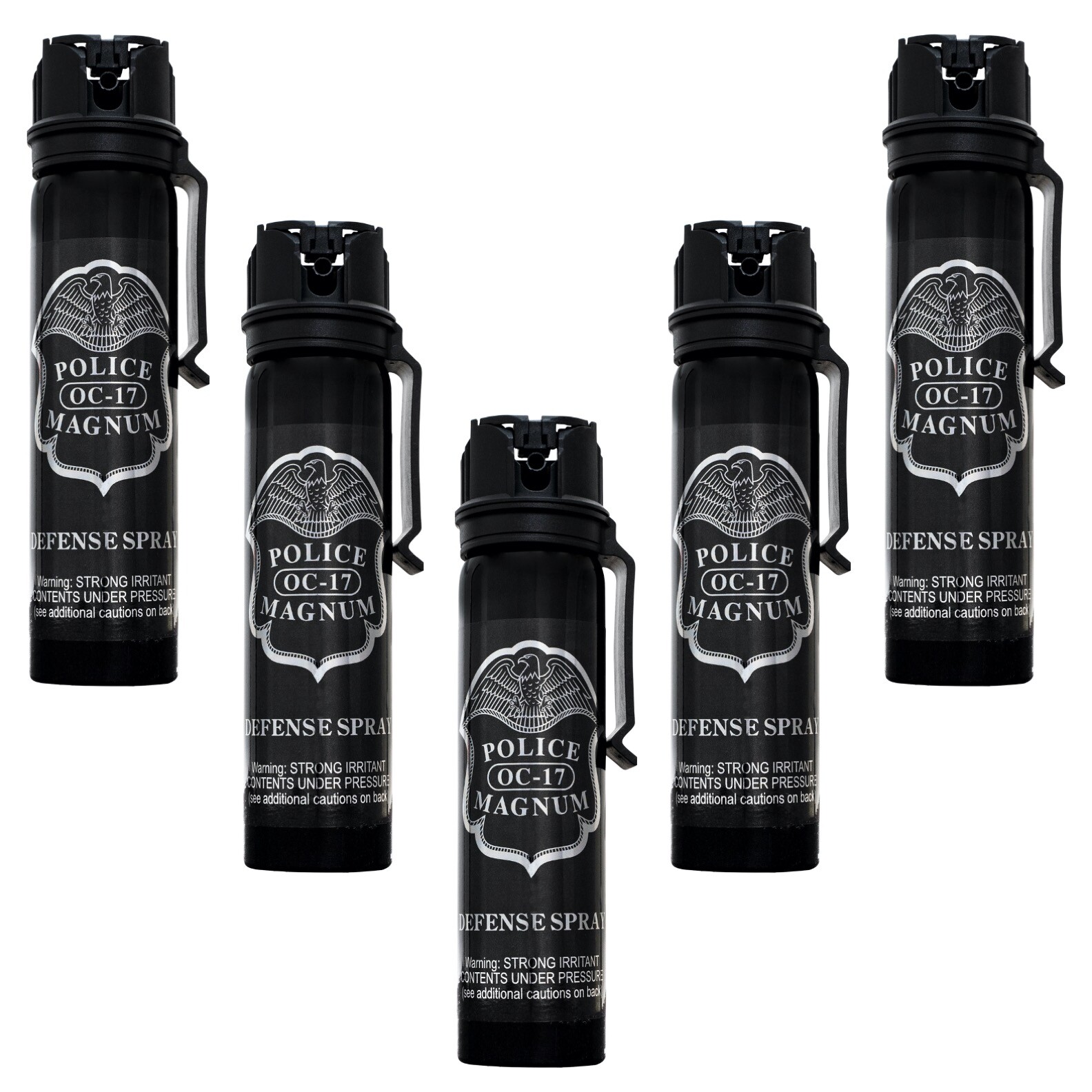 5 POLICE MAGNUM Pepper Spray Tactical Self Defense 5oz Flip Top Belt Clip Fogger