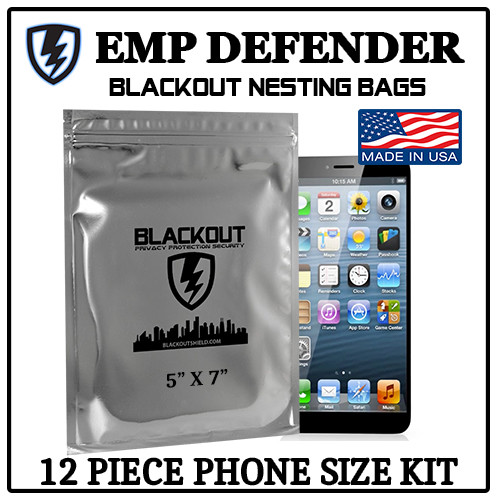 FARADAY CAGE EMP ESD BAGS 12 PC PHONE SIZE 5″ X 7″ PREPPER KIT BY EMP DEFENDER