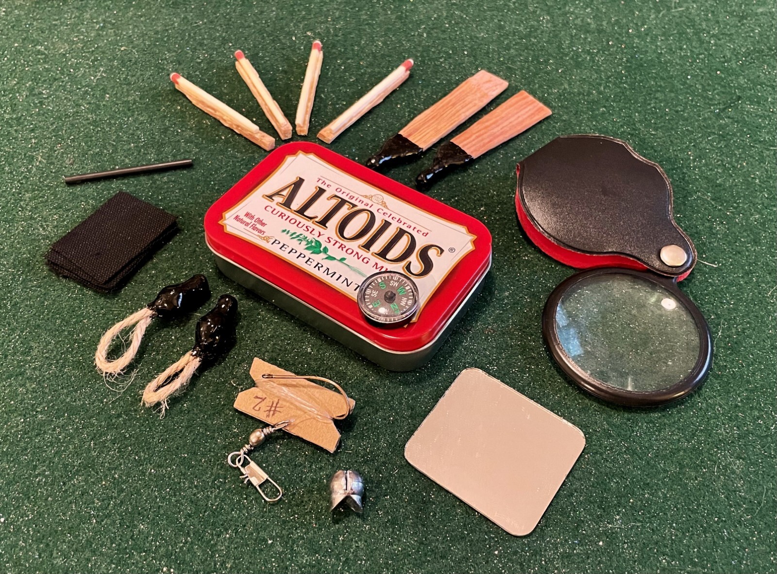 Survival Fire Starter Kit in Altoid Can with Genuine Leather Pouch