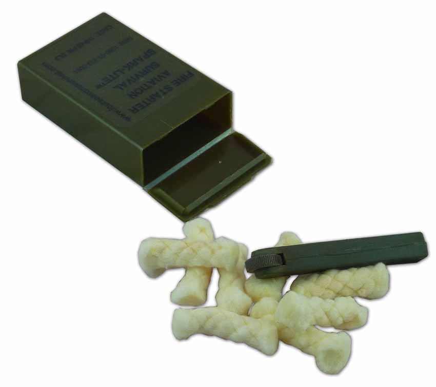 Spark Lite Fire Starter Olive Drab 8 Tinder Quik Tabs for Military Survival Kit