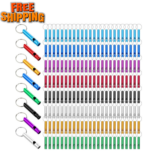 200 Pcs Emergency Whistles with Keychains, Aluminum Extra Loud Safety Survival..