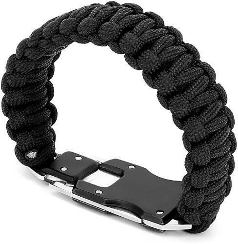 2 Pcs Black Tactical Knife Paracord Bracelet Survival Gear EDC Tactical Gifts