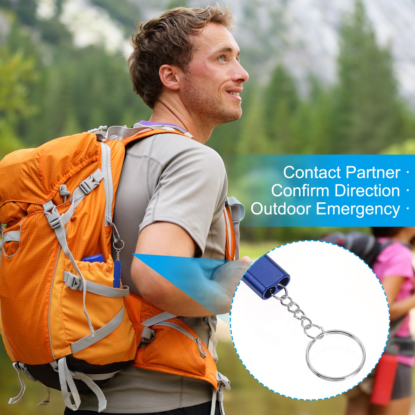 Emergency Whistle, 4pcs Safety Survival Whistle for Hiking, Black, Blue