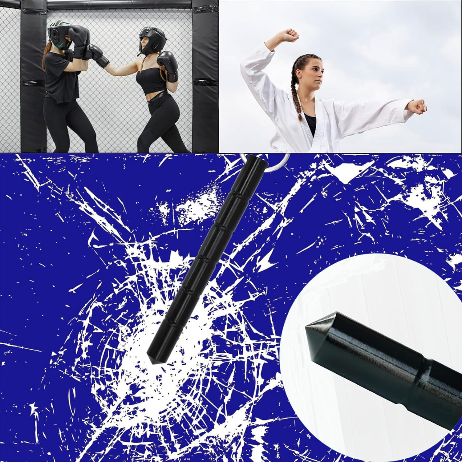 2 Pcs Self Defense Keychain Set,Portable Metal 2-pack of keychain, aluminum Blun