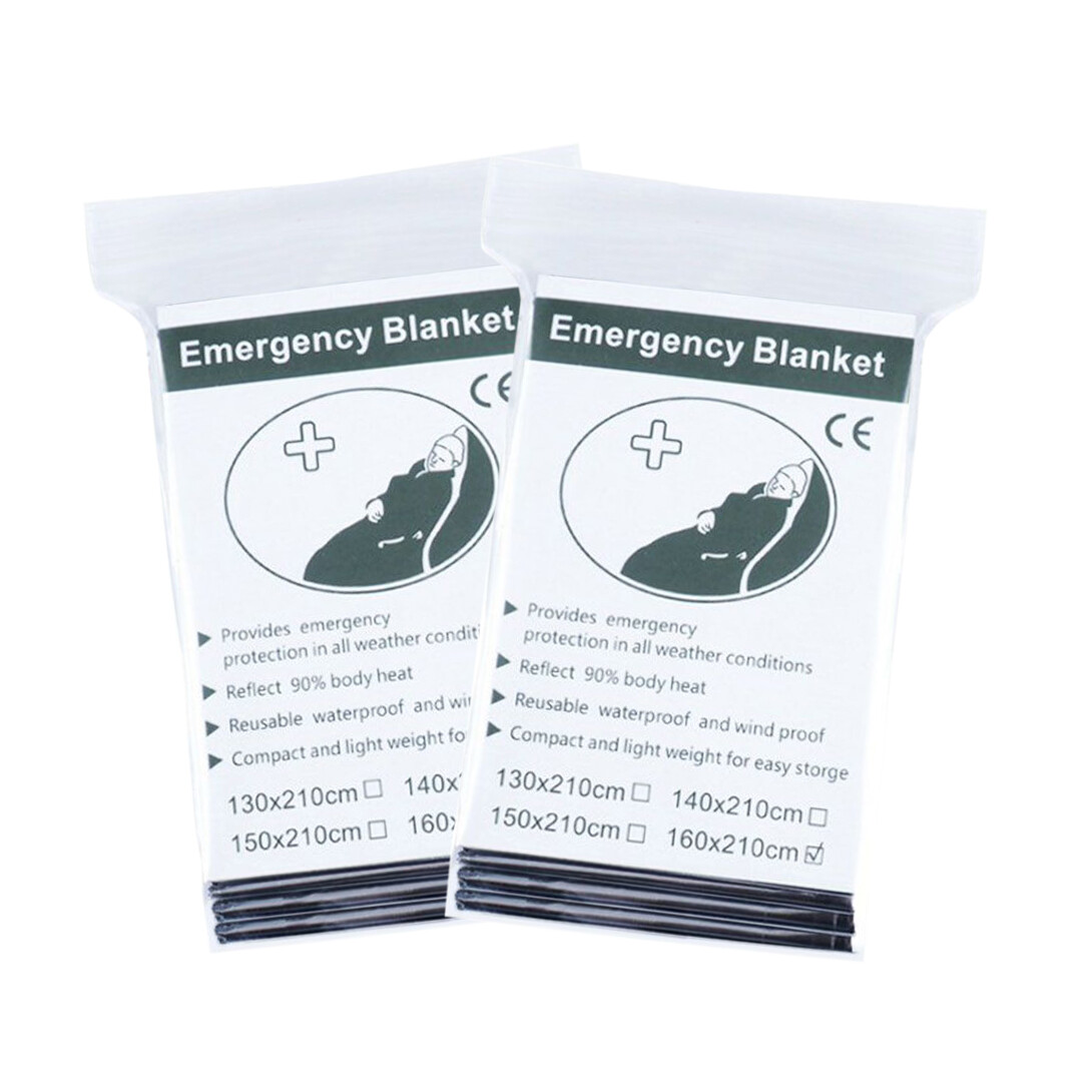5 Pack Emergency Solar Blanket Packets Insulating Thermal Heat Survival Gear