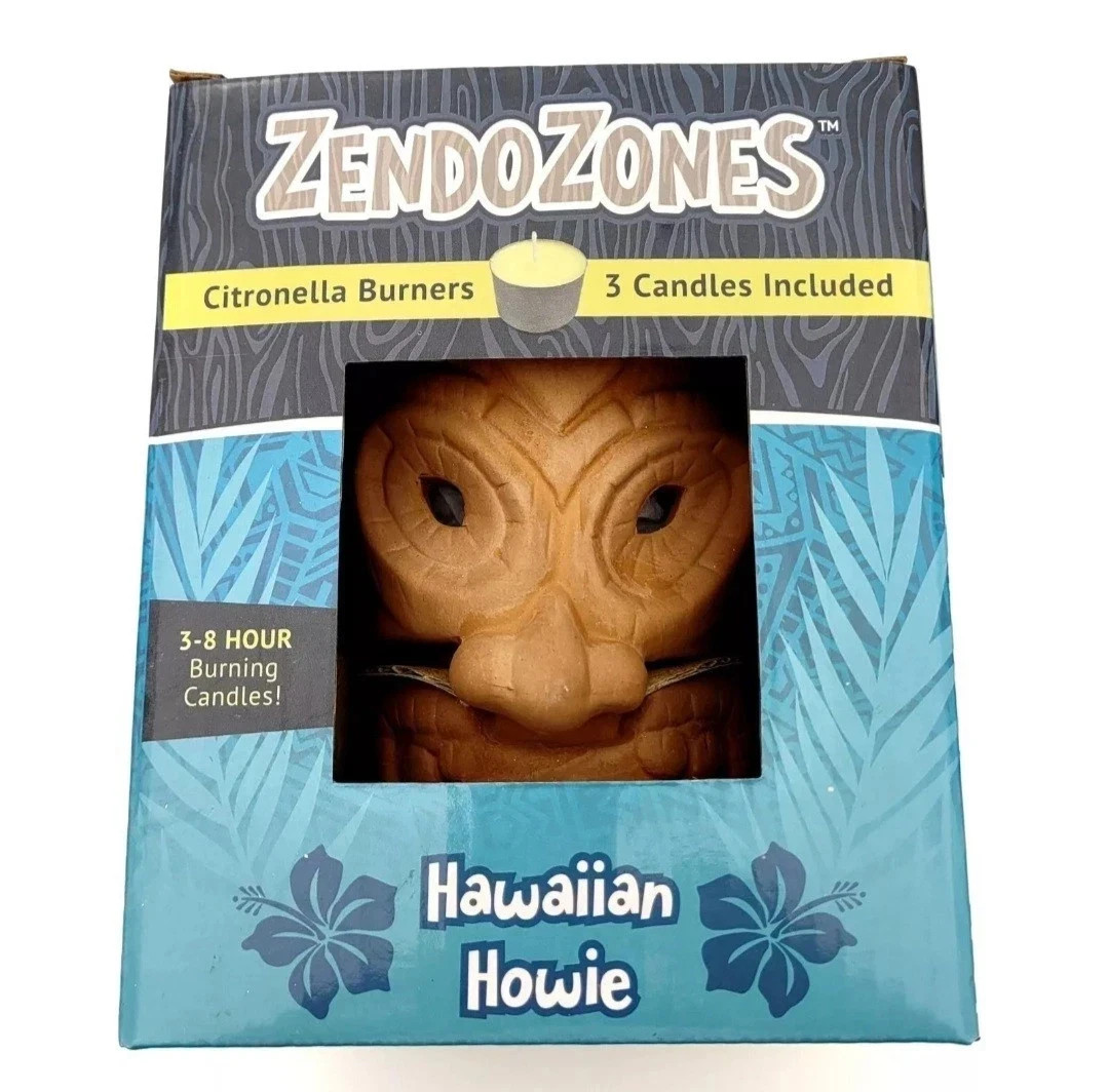 Eaton 18P-HH Zendozones Citronella Burner + 3 Candles, Hawaiian Howie Design