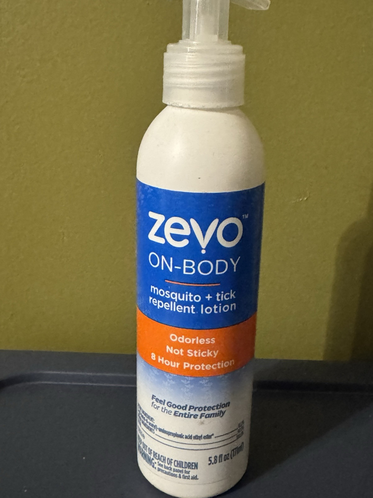 Zevo On-Body Mosquito Tick Repellent Lotion Odorless Non-Sticky 8hr 5.8 oz