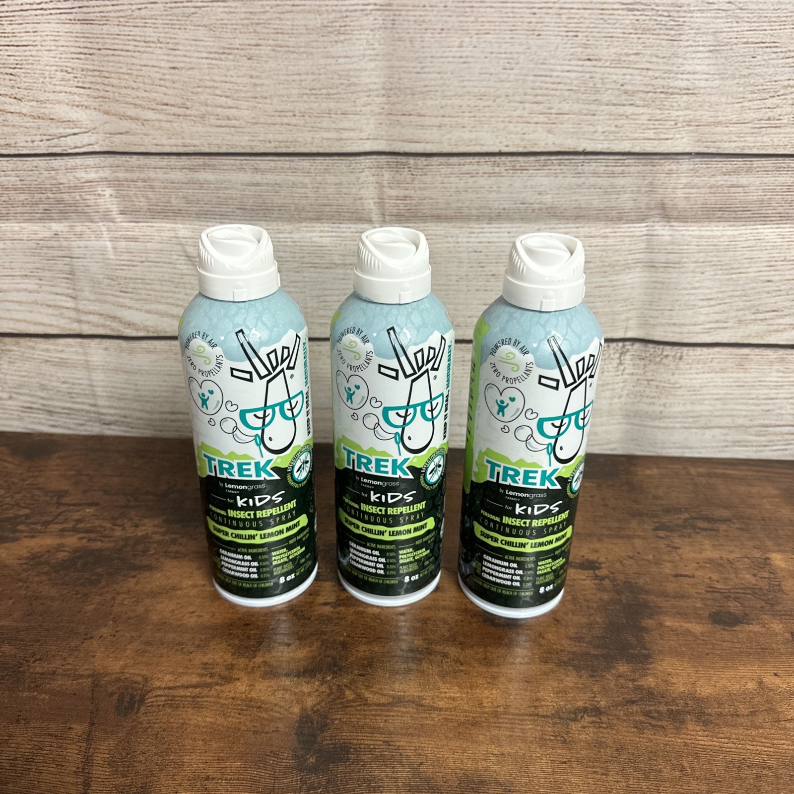 3 PACK Trek 100% Natural Bug Spray Repellent DEET Free Kids 8 oz. EACH