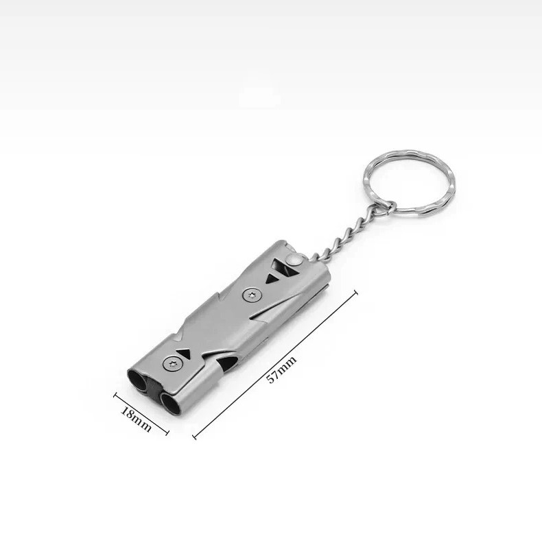 1pc 150DB Double Tube Survival Whistle Steel Emergency Rescue Tool – NEW