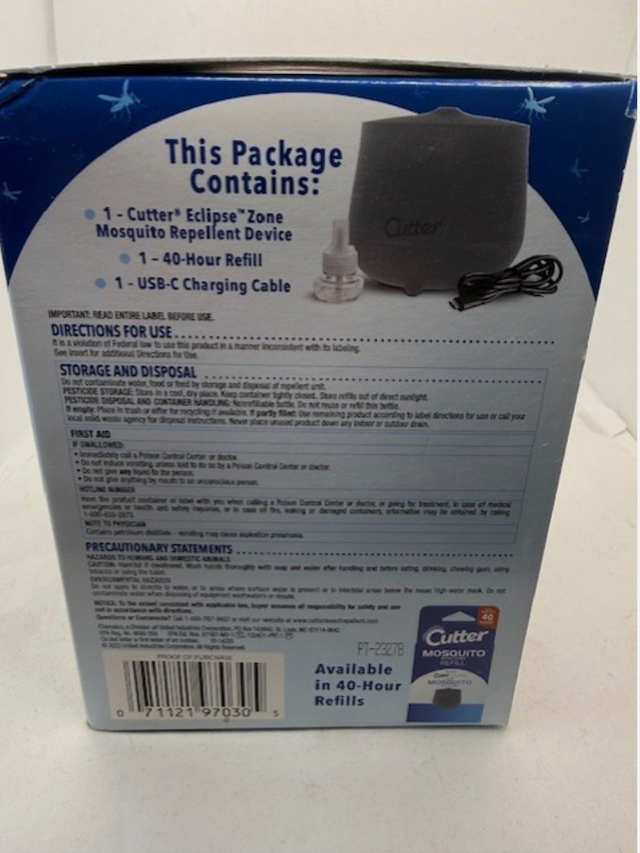NEW ⭐️ Cutter Eclipse – Zone Mosquito Repellent Device – Rechargeable Diffuser