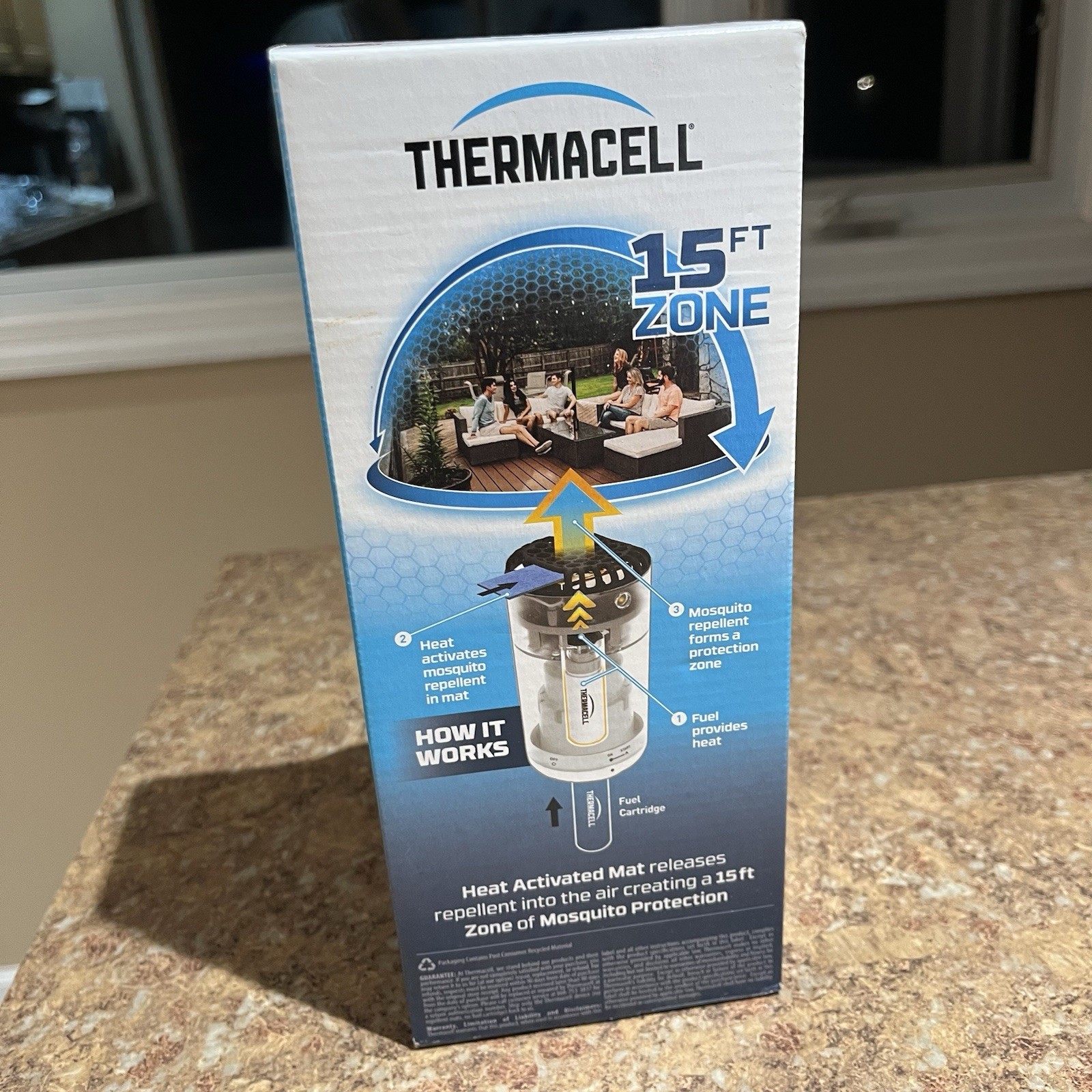 Thermacell Patio Shield Mosquito Repeller 15 Foot Protection Gray + 12Hr BONUS