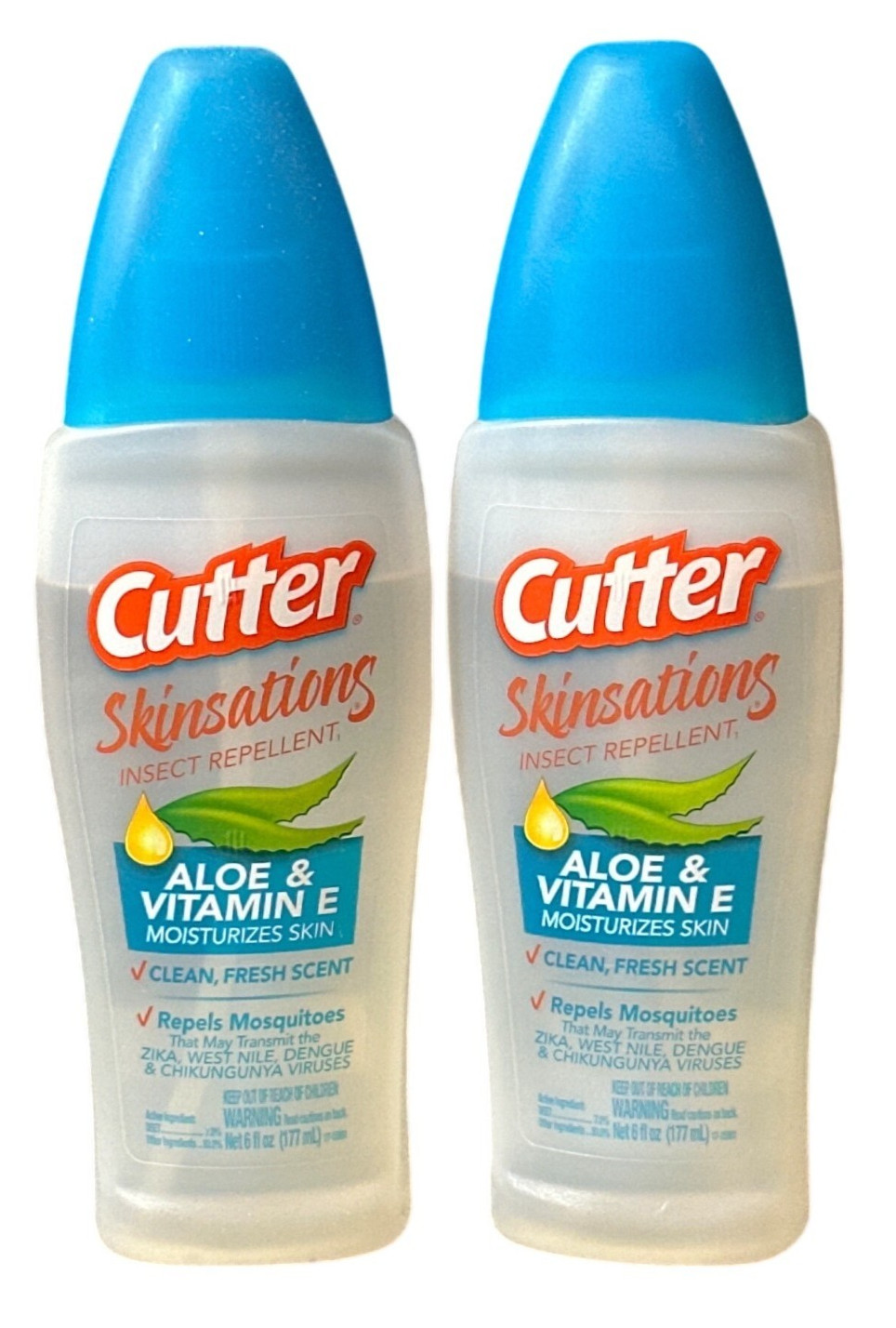 2x- Cutter Skinsations Insect Repellent With Aloe & Vitamin E 6 Oz, Fresh Scent