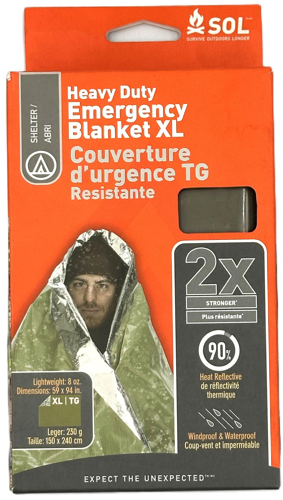 SOL Heavy Duty Emergency Blanket XL Waterproof Heat Reflective Survival Blanket