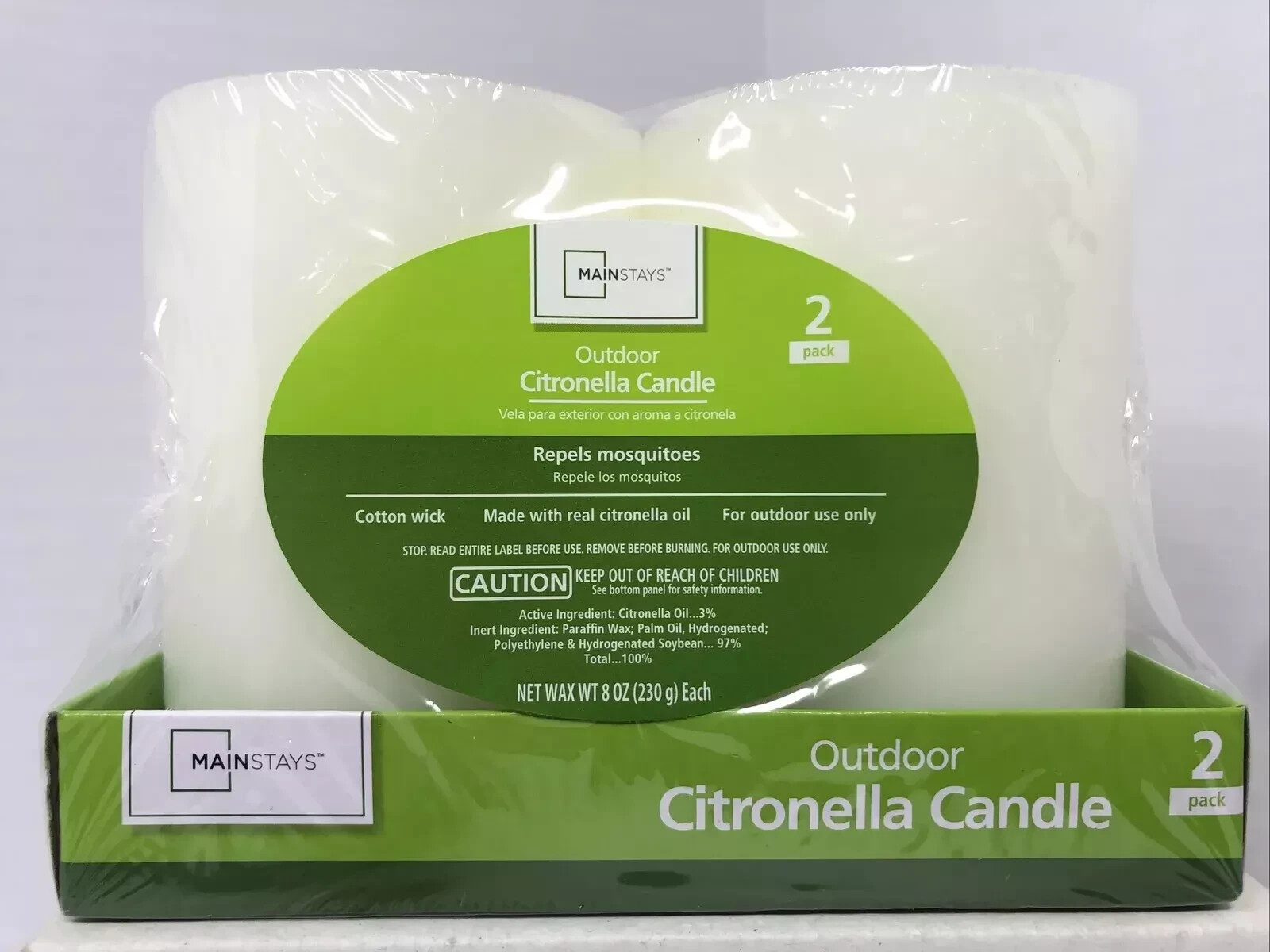 Citronella Pillar Candle 2 Pack Outdoor