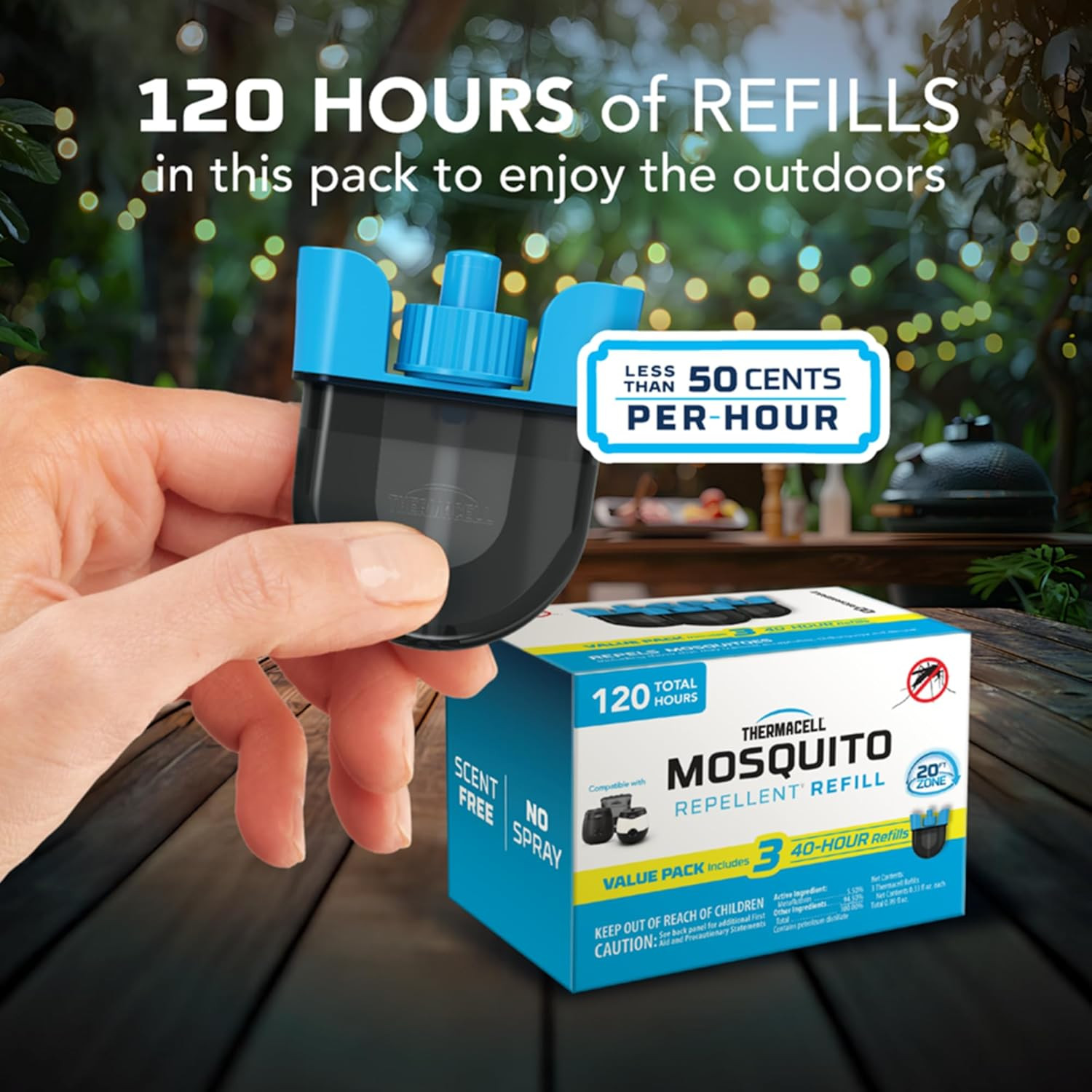 Rechargeable Mosquito Repeller Refills 20 Ft Protection No DEET E-Series Radius