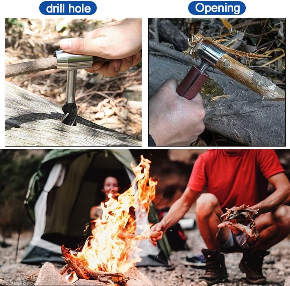 Bushcraft hand auger settlers wrench manual hole drill for survival & camping