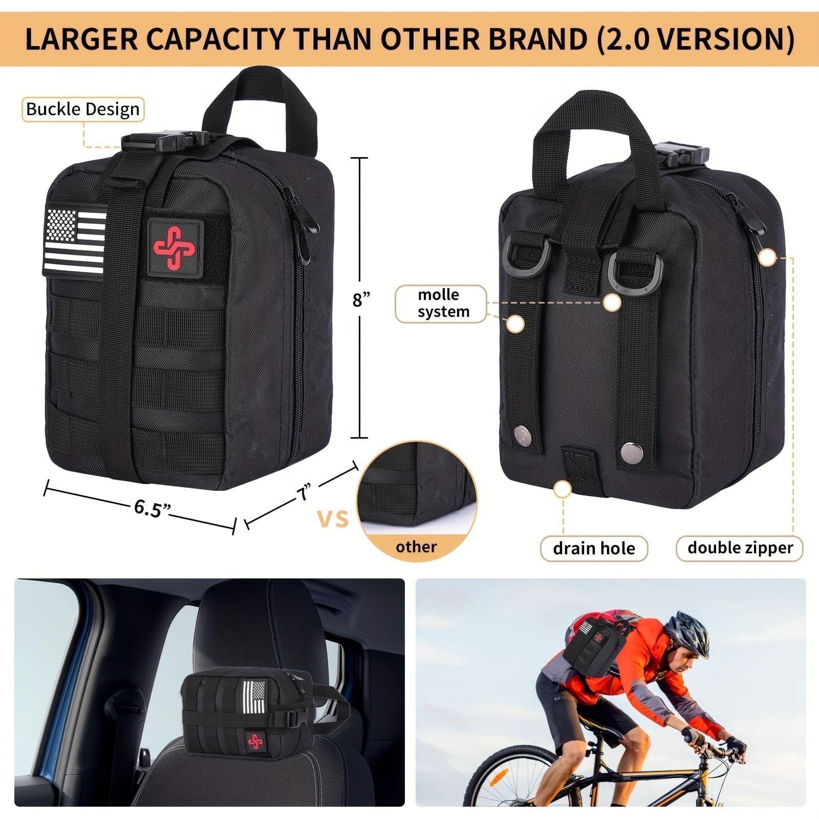 252Pcs Survival Gear Kit with Molle Bag, First Aid & Emergency Tent for Hiking,