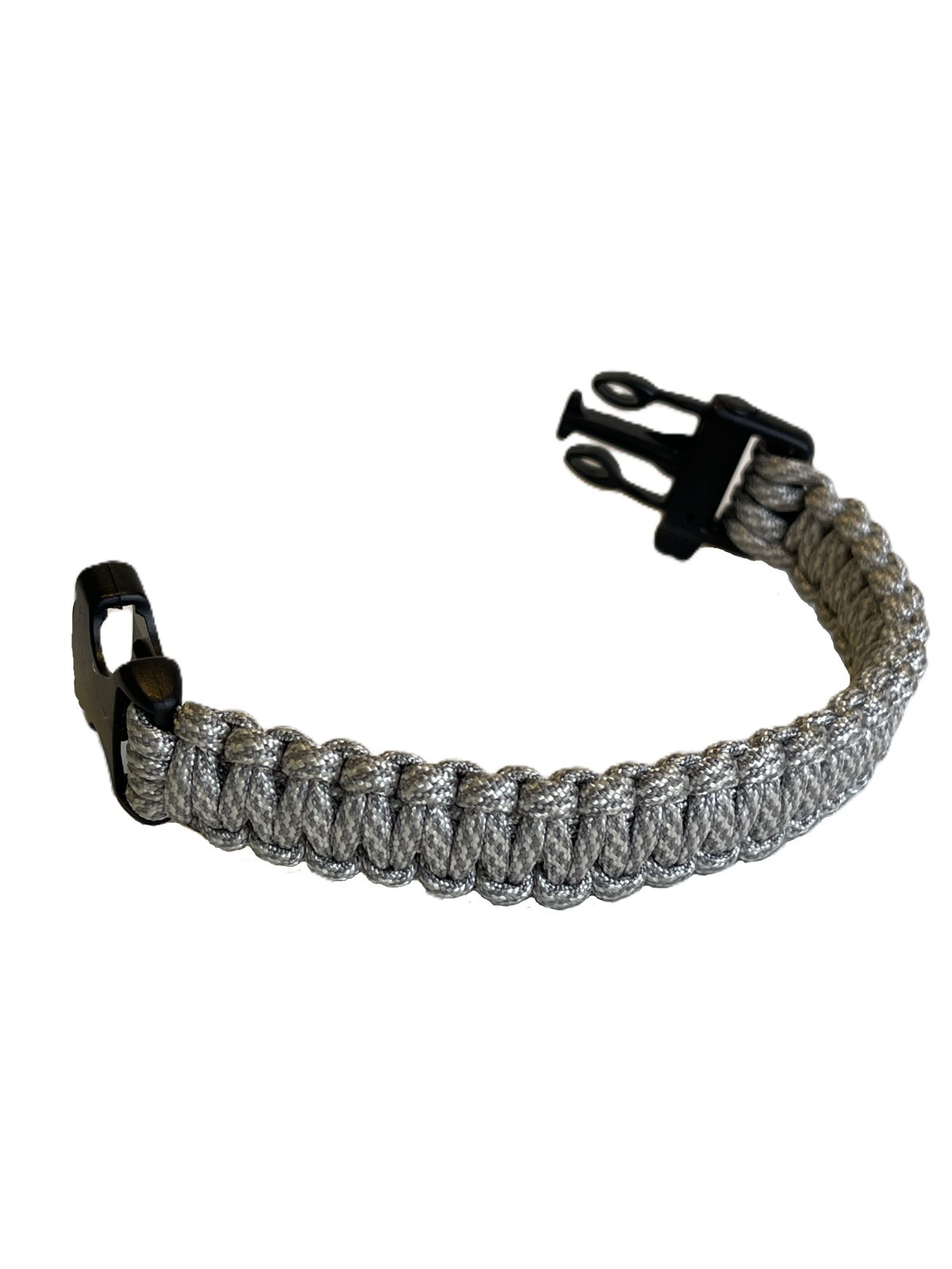 Paracord Bracelet Hiking Outdoor Survival Gear Clip Closure max 9″ wrist silver