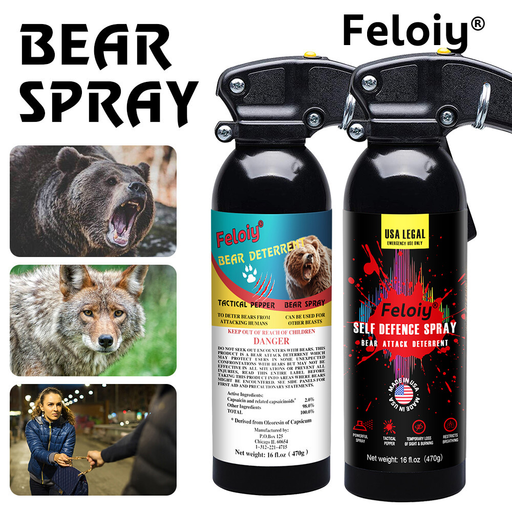 2 Pack Feloiy Bear Deterrent Spray Self Defense 16 oz
