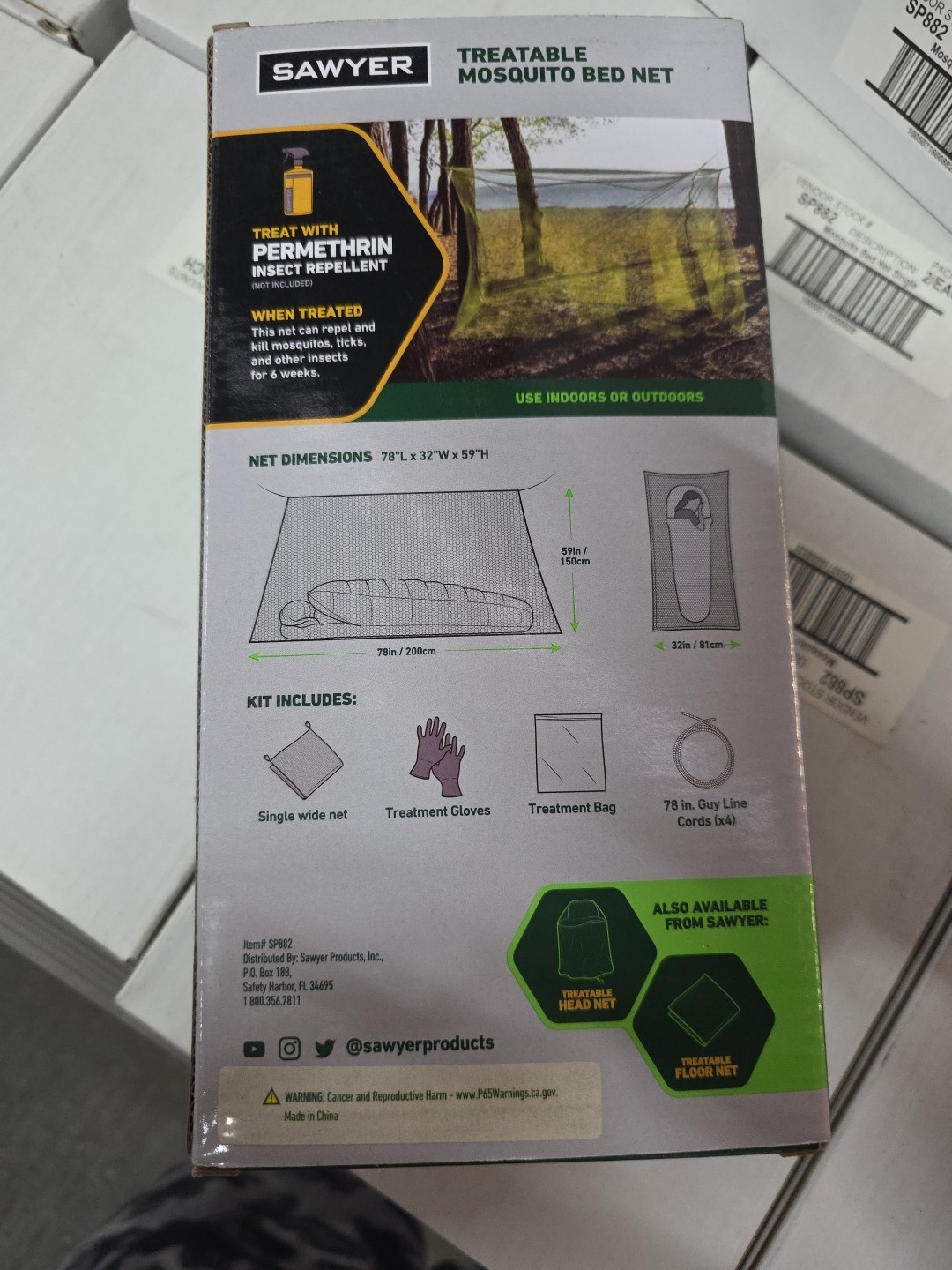 Sawyer Mosquito Bed Net With Treatment Kit, Fine Mesh, Dark Color, Free Shipping