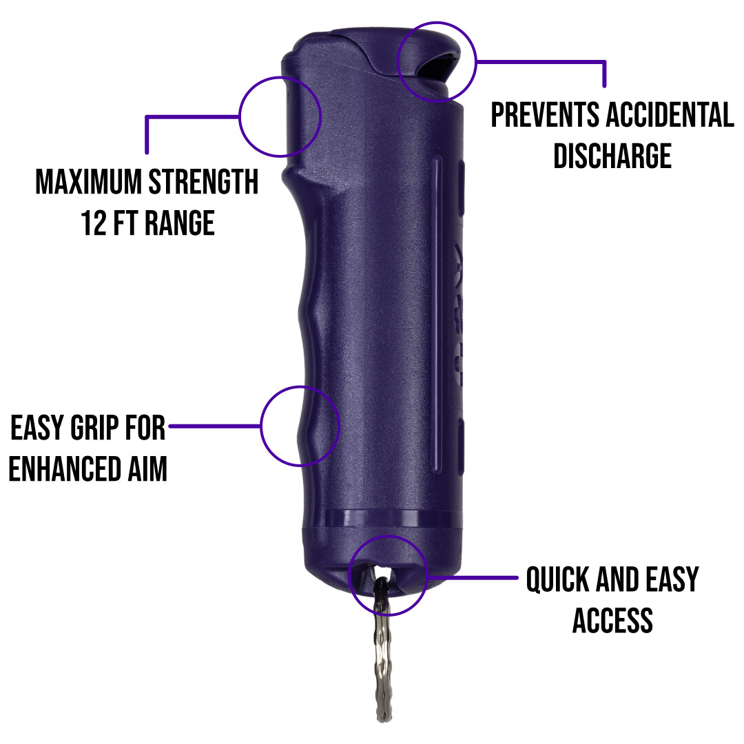 POLICE MAGNUM Pepper Spray Keychain Self Defense- 2 Pack .50oz Purple Flip Top