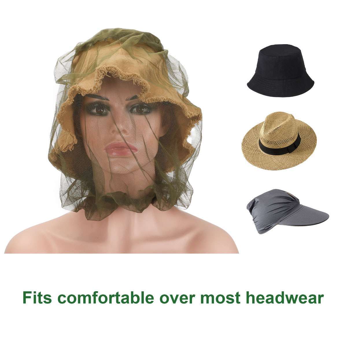 2/4x Anti-Mosquito Bug Bee Insect Head Net Hat Cap Sun Protection Fishing Hiking