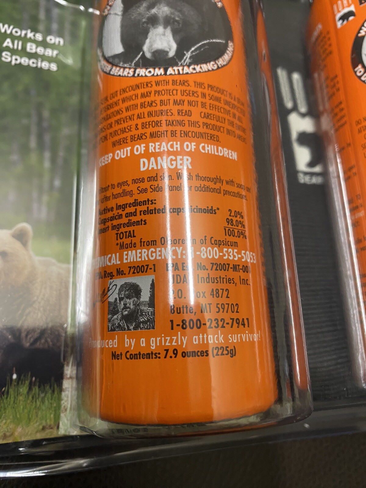 Lot of 2-UDAP Pepper Power Bear Spray Repellant With 2 Holsters(30 Foot Fog) NEW