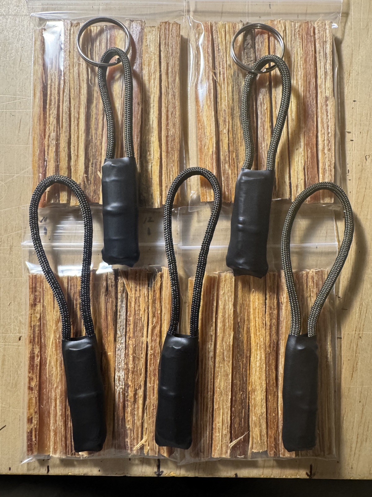 Fire Starter Waterproof Zipper Pull Key Ring Camping Backpacking hiking Tent