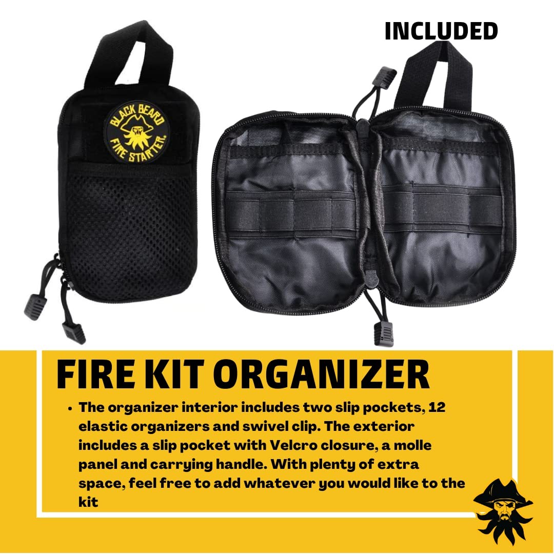 Black Beard Fire Plug Kit – 50 Waterproof Fire Plugs, Arc Lighter, Ferro Rod …