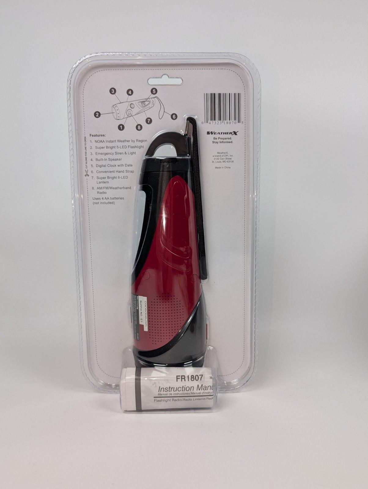 WeatherX Emergency NOAA Weather Radio Flashlight FR1807 LED Lantern AM/FM Siren