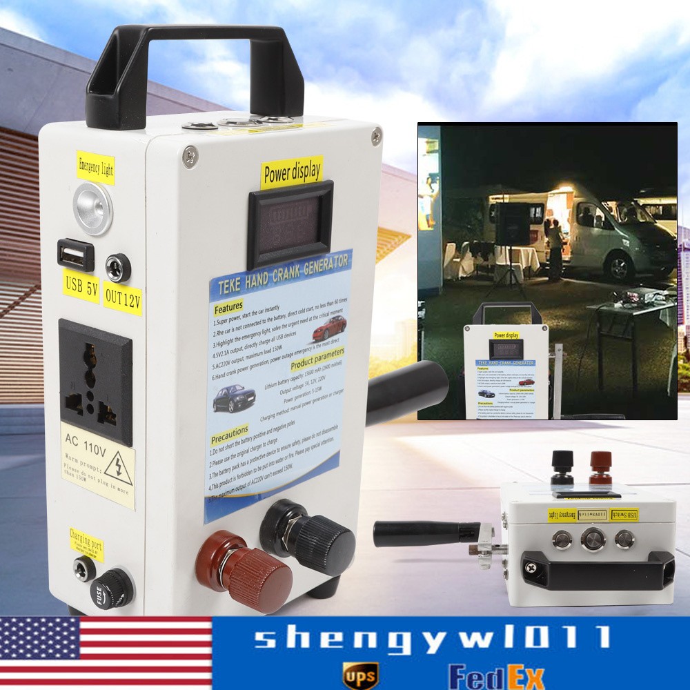 Portable Hand Crank Generator Emergency Power Supply Charger Camping Outdoor USA
