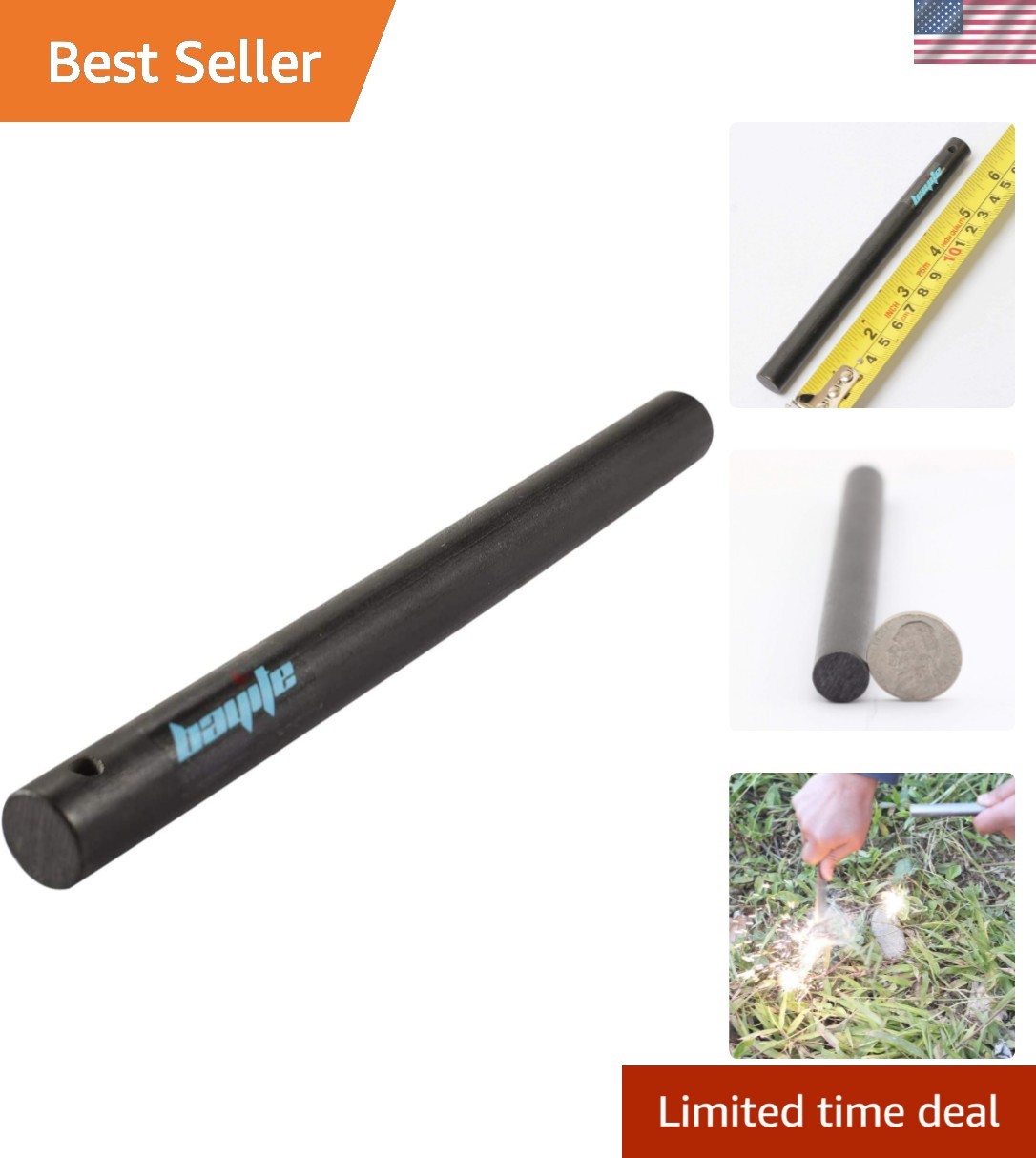 1/2 Inch x 6 Inch Ferro Rod Fire Starter – Durable, Weatherproof & Lightweight