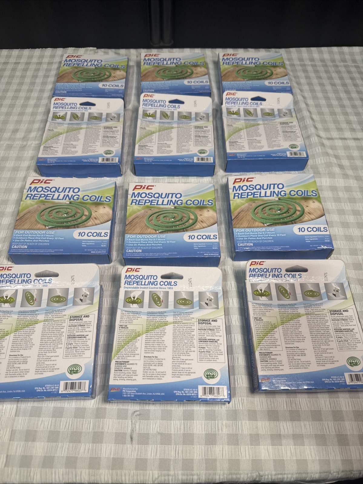 Lot Of 12 Packs Of Pic Mosquito Repelling Coils 10 Coils Each Pk Total 120 Coils